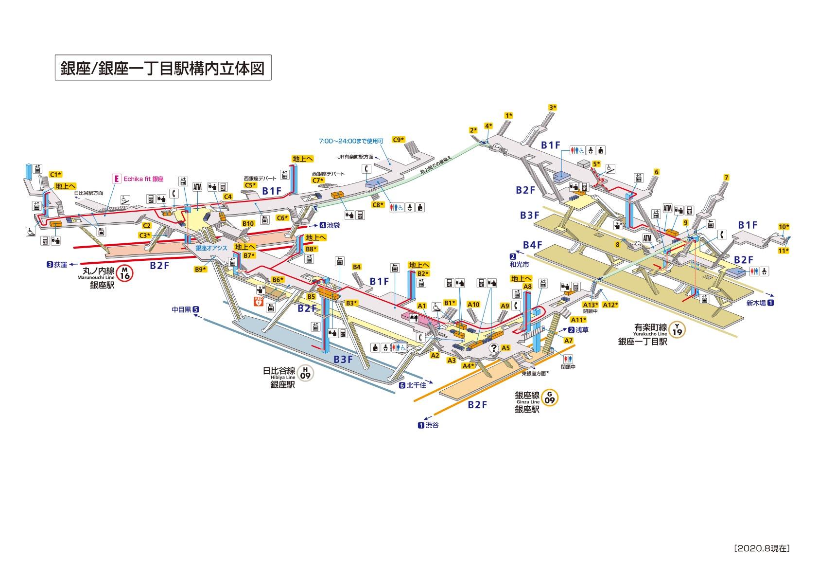 銀座駅構内図 地図の銀座駅 督