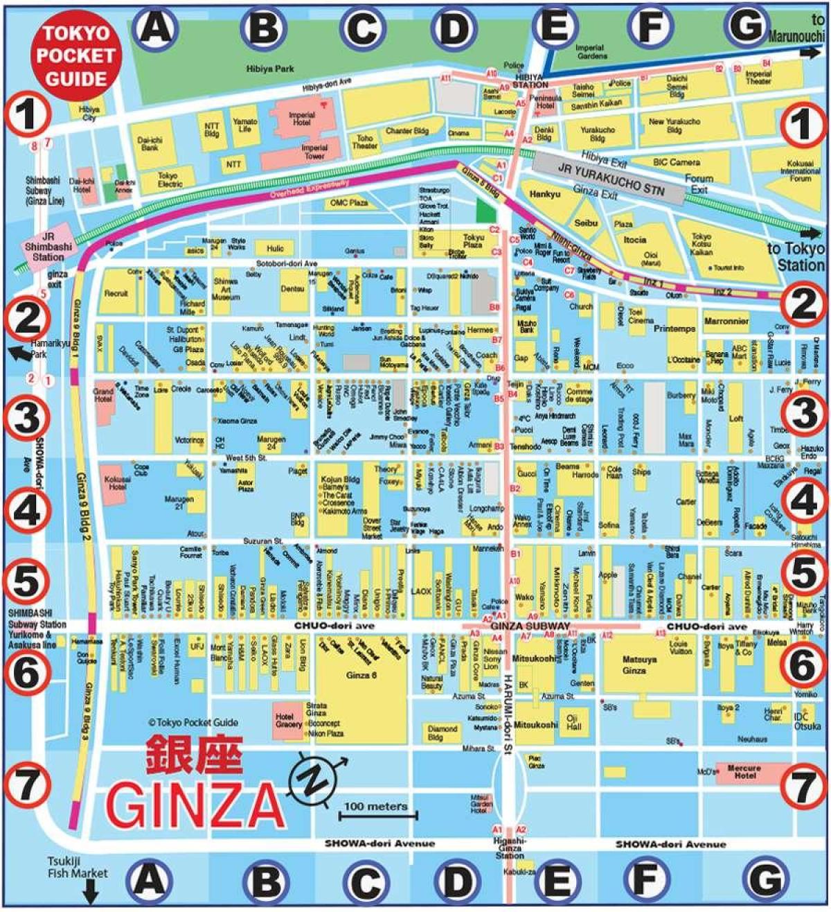 銀座 東京地図 地図の銀座 東京英語督