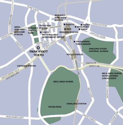地図のパークハイアット東京