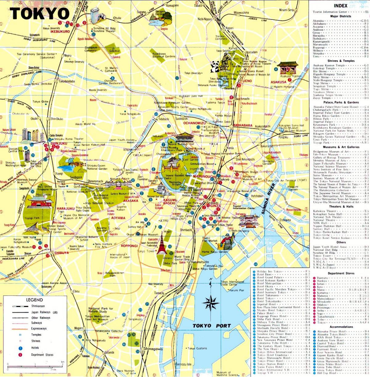 都内観光スポットを地図