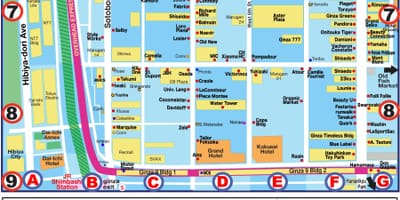 銀座ショッピング地区の地図